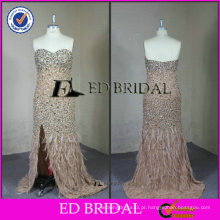 ED Bridal Real Sample Sweetheart Bling Cristal Avestruz Feather Evening Dress 2017